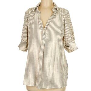 Max Studio London striped blouse, tan & ivory, sz LG